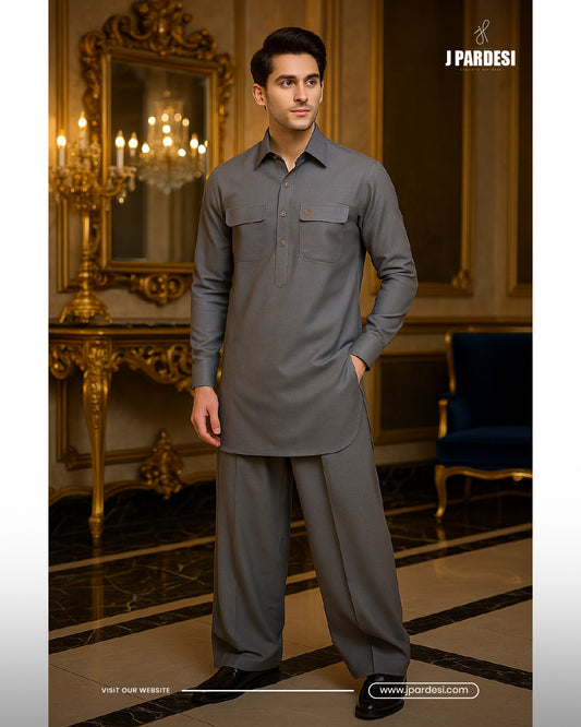 Grey Farshi Shalwar Suit