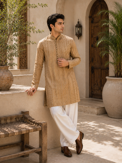 Camel Embroided Stripe