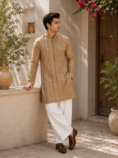 Camel Embroided Stripe