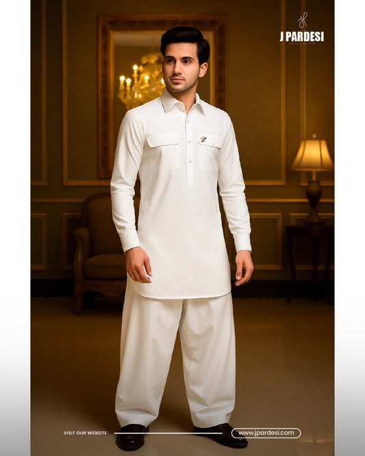 White Farshi Shalwar Suit