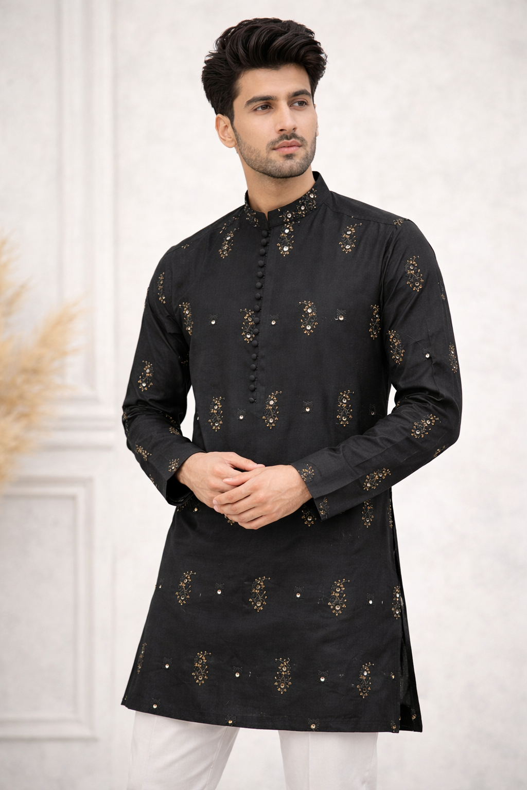 Badshahi Black Kurta Pajama
