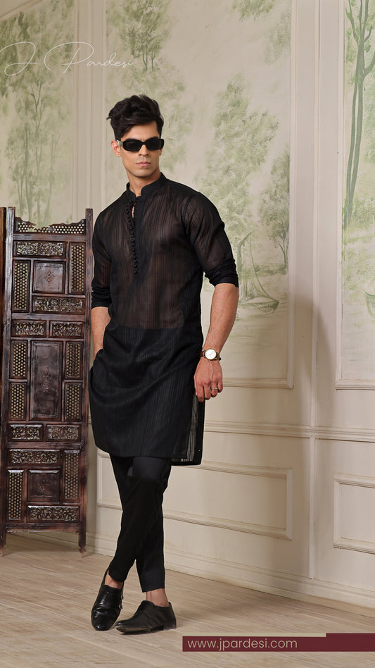 Royal Black Kurta Festive Eid