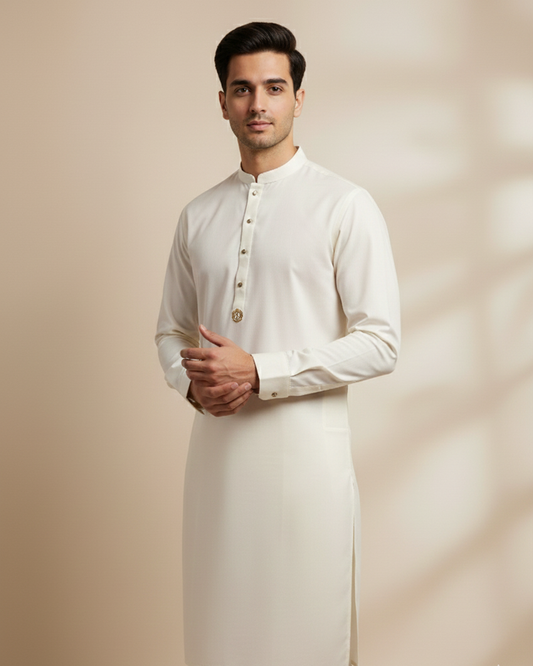 Linear Cream Elegance Kurta Pajama