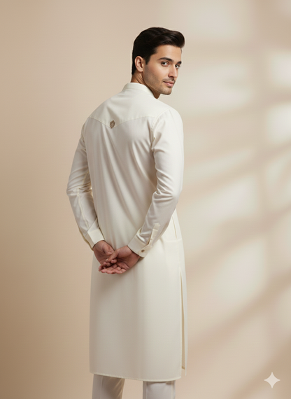 Linear Cream Elegance Kurta Pajama