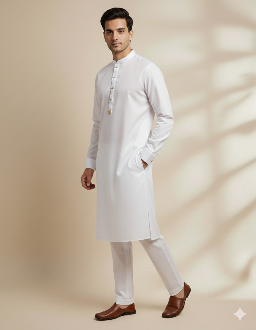 Linear white Elegance Kurta Pajama