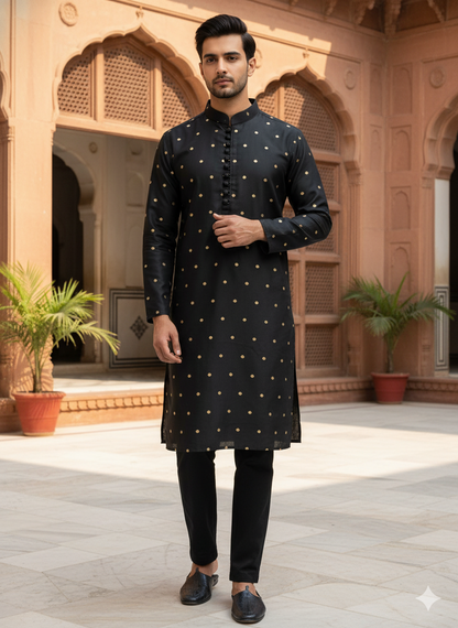 Black Banarsi kurta