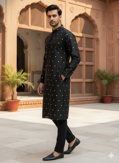 Black Banarsi kurta
