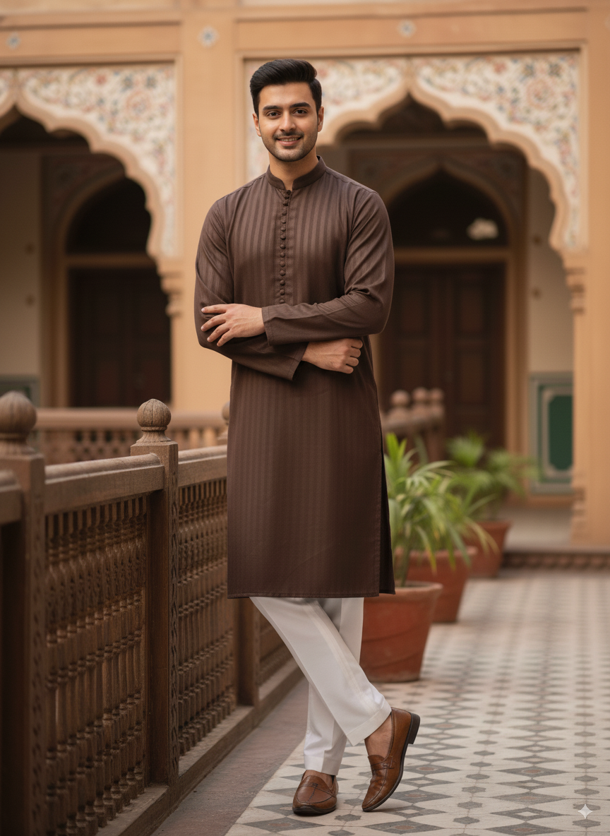 Brown Stripes Kurta
