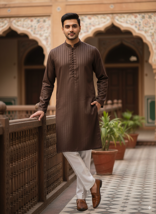 Brown Stripes Kurta