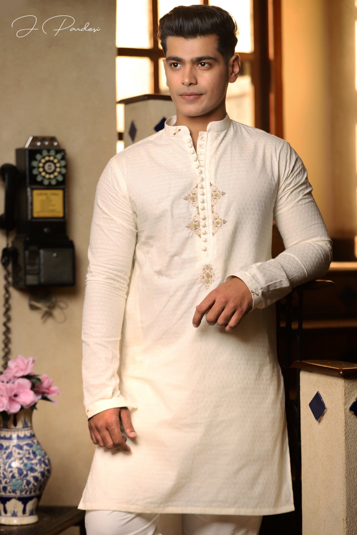 Cream Couture kurta