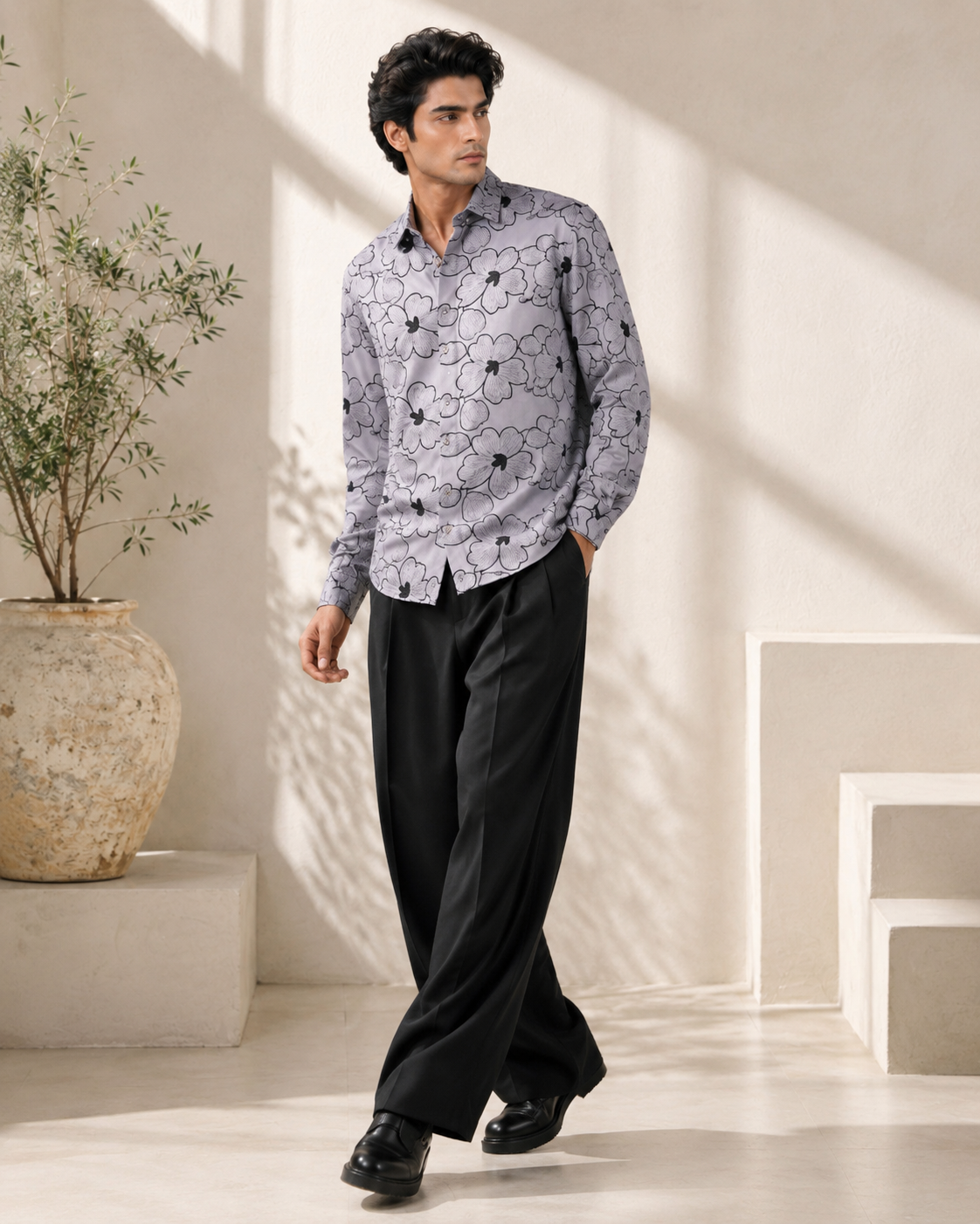 Floral Grey Shirt