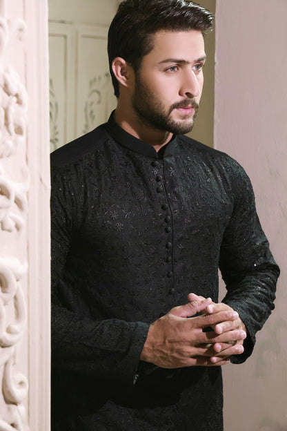 Black Embroidered Kurta