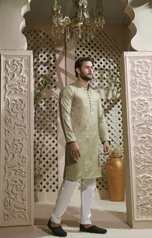 Pistachio Embroidered Kurta